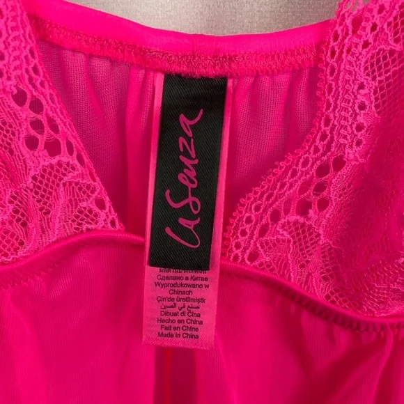 La Senza Sheer Lace Babydoll Lingerie – Hot Pink – Size Small - Picture 5 of 10